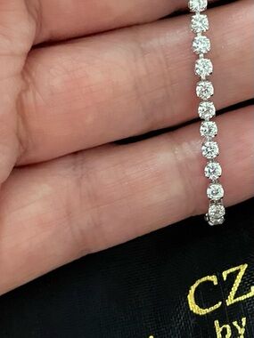 Kenneth Jay Lane Silver-Tone White Cubic Zirconia Tennis Bracelet